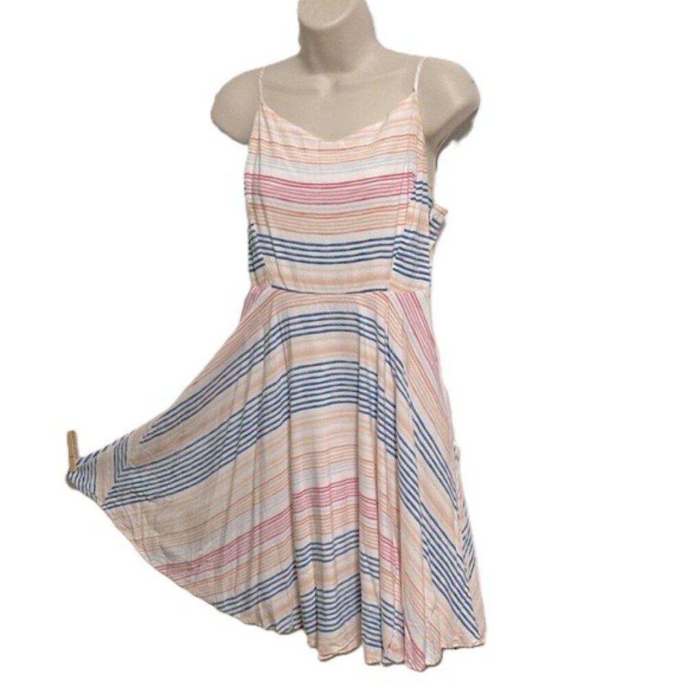 OLD NAVY Fit and Flare Dress Pinstripe Spaghetti Strap Summer Womens Large
